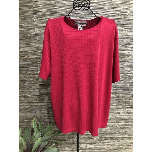 3X Plus Pink Top Blouse Stretch Short Sleeve CST - Picture 2 of 5
